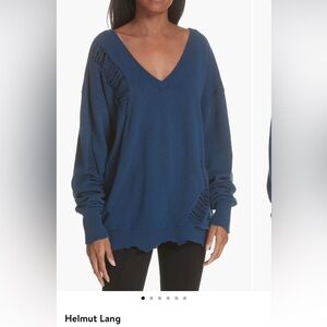 Helmut Lang Women's Blue V-Neck Sweater